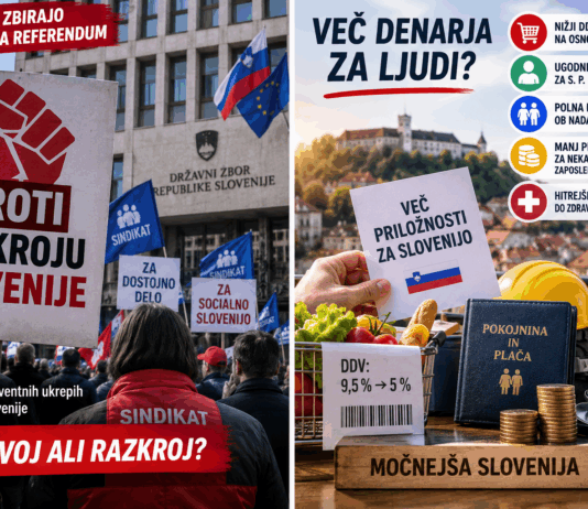 SINDIKATI PROTI RAZBREMENITVAM? Zakon prinaša nižji DDV, polno pokojnino ob delu in ugodnosti za s. p., oni pa zbirajo podpise za referendum?! sindikati, razkroj - chat gpt