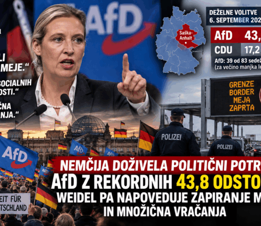 NEMČIJA DOŽIVELA POLITIČNI POTRES ALI SOOČENJE Z REALNOSTJO? AfD z rekordnih 43,8 odstotka, Weidel pa napoveduje zapiranje meja in množična vračanja AfD, Nemčija- chat gpt