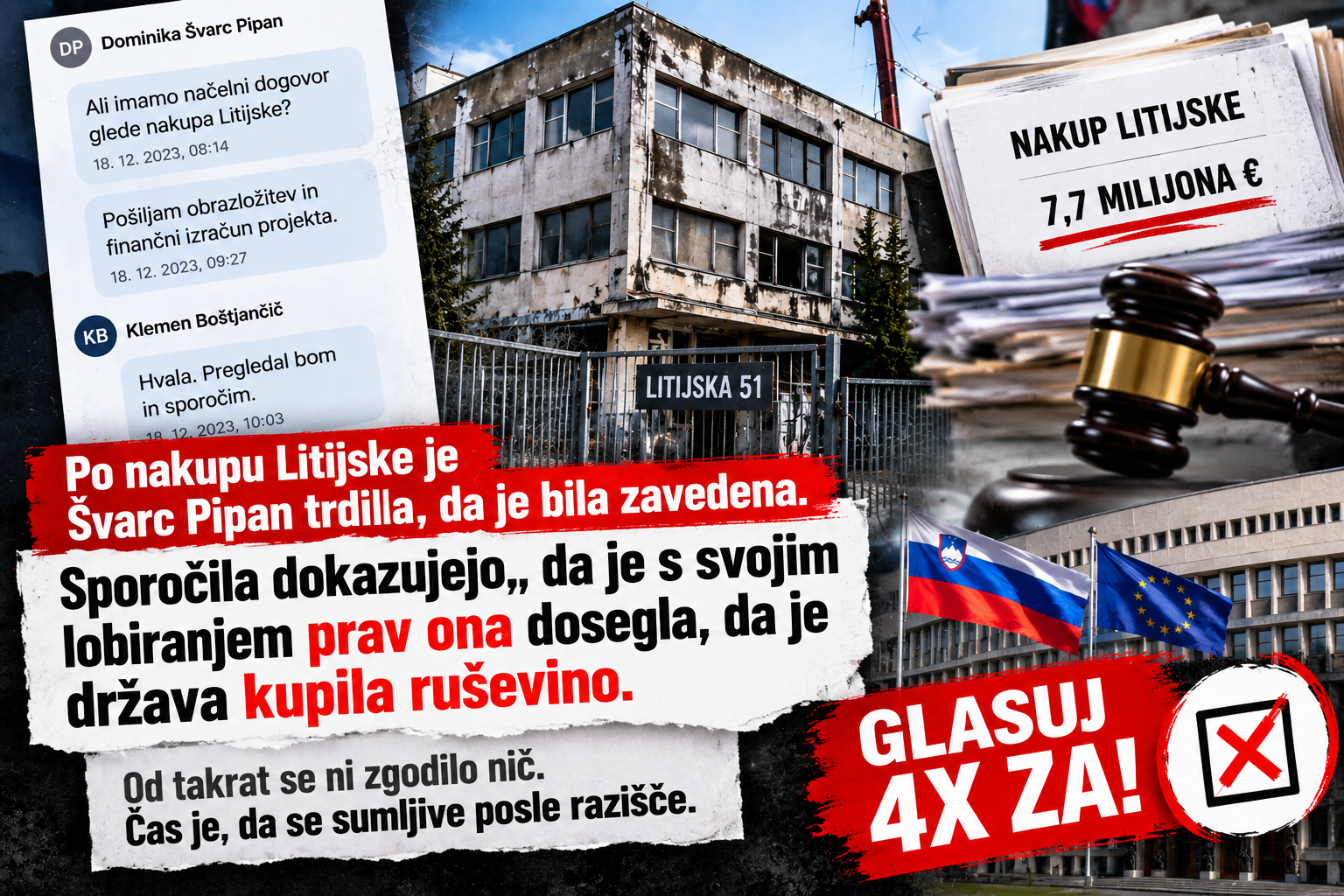 Švarc Pipanova trdila, da je bila zavedena, zdaj pa razkrita komunikacija odpira nova vprašanja – ali opozicija zato nasprotuje preiskavam?
