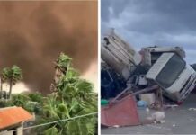 Grozljivi prizori pri naših sosedih: tornado premetaval avtomobile in poškodoval šolo