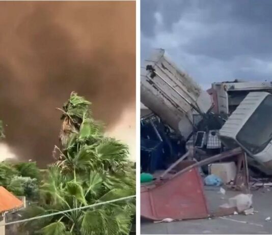 Grozljivi prizori pri naših sosedih: tornado premetaval avtomobile in poškodoval šolo